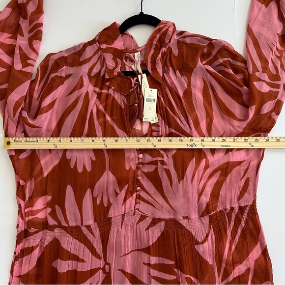 Anthropologie The Marais Printed Chiffon Maxi Dress in Medium Orange | XL | NWT - Picture 6 of 15